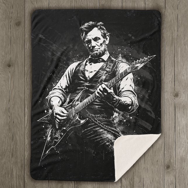 Cobertor Sherpa Presidente Abraham Lincoln Tocando Violão (Criador carregado)