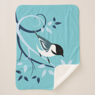 Cobertor Sherpa Preto decorativo Chickadee tampado