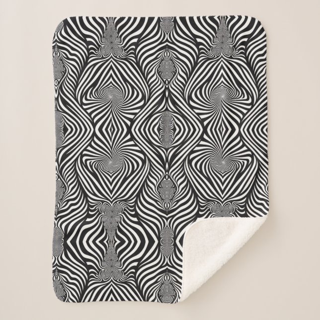 Cobertor Sherpa Preto e Branco Abstrato de Zebra (Frente)