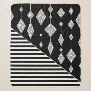 Cobertor Sherpa Preto e branco, abstrato, geométrico, simples, Dig