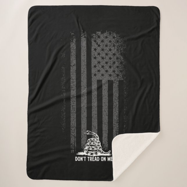 Cobertor Sherpa Preto e branco não pisca em mim bandeira americana (Frente)