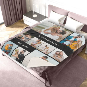 Cobertor Sherpa Preto e Branco personalizado com 9 imagens colorid