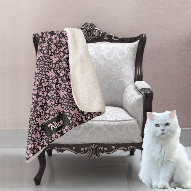 Cobertor Sherpa Preto Lace na aparência da rede de pesca - adicion (Criador carregado)