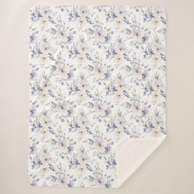 Cobertor Sherpa Pretty Purple Flowers   (Frente)