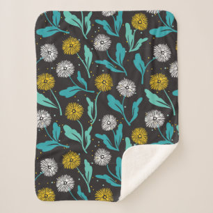 Cobertor Sherpa Primavera Dandelion Flores e Folhas Design