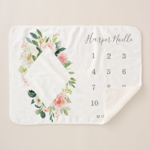 Cobertor Sherpa Primavera Florals Diamond Baby Milestone