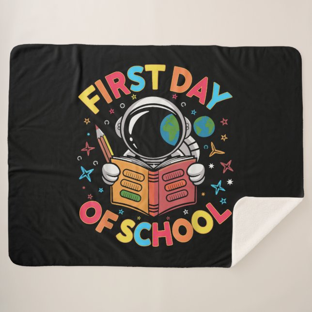 Cobertor Sherpa Primeiro Dia de Aula Astronauta Espaço Volta às Au (Frente (Horizontal))