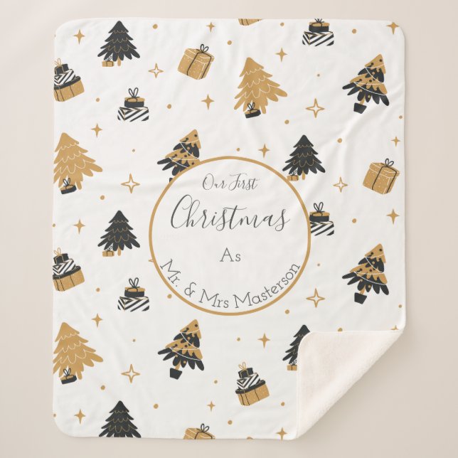 Cobertor Sherpa Primeiro Natal Casado com o Sr. e a Sra. Custom (Frente)