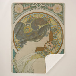 Cobertor Sherpa Primrose por Alphonse Mucha (1899)