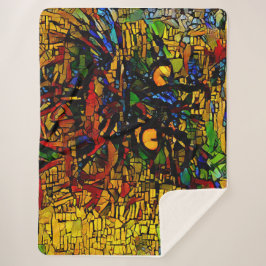 Cobertor Sherpa Prin de arte colorida de gatos do mosaico