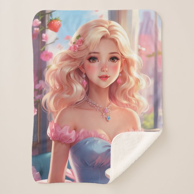 Cobertor Sherpa Princesa de aniversário (Frente)