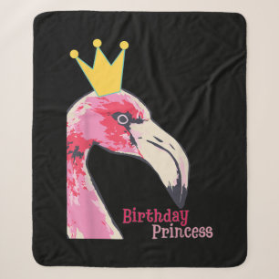 Cobertor Sherpa Princesa de aniversário Flamingo Flamingo-Cute