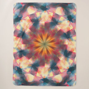 Cobertor Sherpa Prismático Caleidoscópico Psicodélico Mandala