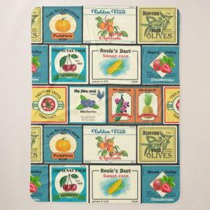Cobertor Sherpa Produtos enlatados antigos - rótulos de frutas