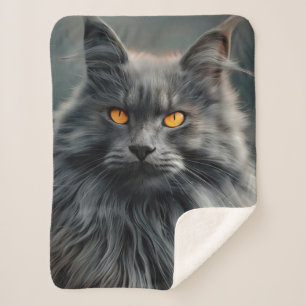 Cobertor Sherpa Projeto de Retrato de Majestoso Gato de Cabelo Lon