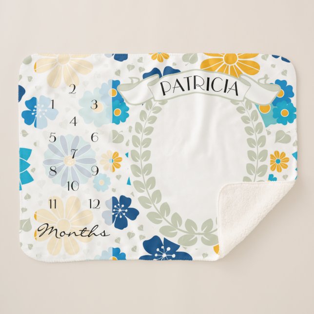 Cobertor Sherpa Prop. de Imagem de Marco Floral (Frente (Horizontal))