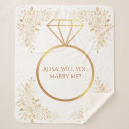 Cobertor Sherpa Proposta de Casamento de Nome Personalizado em Abe