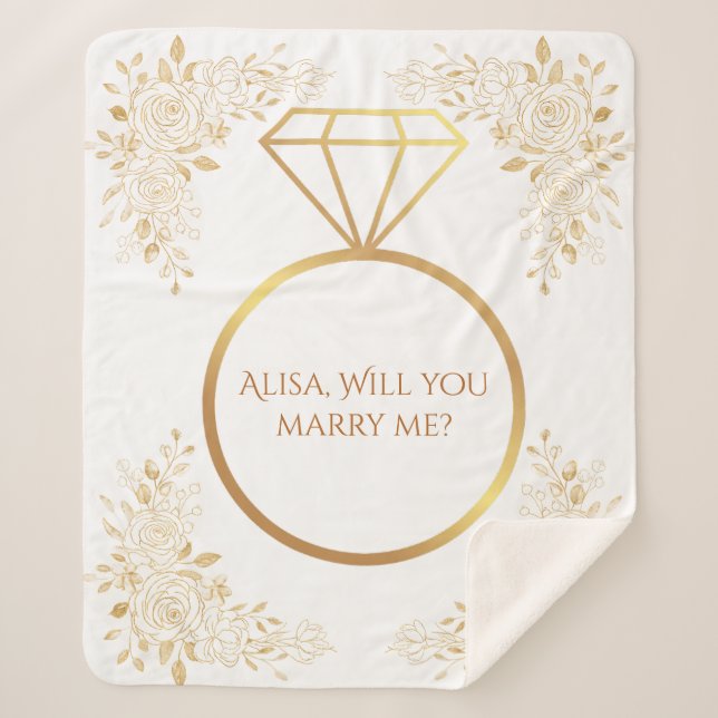 Cobertor Sherpa Proposta de Casamento de Nome Personalizado em Abe (Frente)