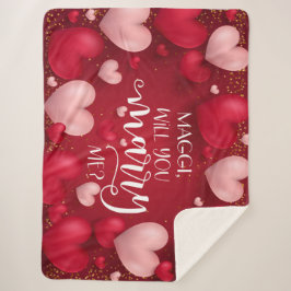 Cobertor Sherpa Proposta de Casamento Personalizado de Corações Ve