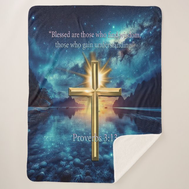 Cobertor Sherpa Provérbios 3:13 (Frente)