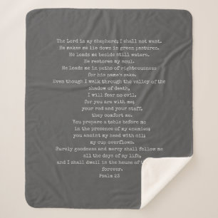 Cobertor Sherpa Psalm 23 Carvão Sherpa Blanket PERSONALIZÁVEL