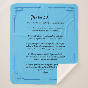 Cobertor Sherpa Psalm 23 fronteira azul