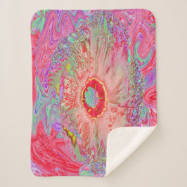 Cobertor Sherpa Psicodélico Retro Coral Arco-Íris Hibiscus
