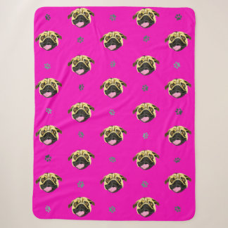 Cobertor Sherpa Pug Rosa