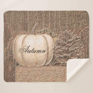 Cobertor Sherpa Pumpkin Branco Dourado País de Queda Metálico Eleg