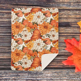 Cobertor Sherpa Pumpkin Floral
