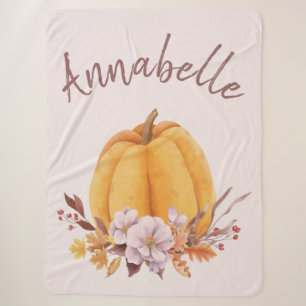 Cobertor Sherpa Pumpkin Floral Cor-de-Rosa Esbranquiçado Queda Nom