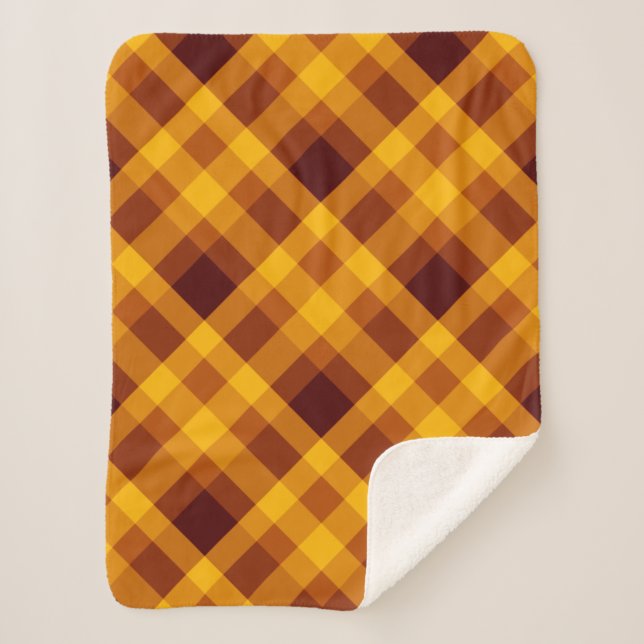 Cobertor Sherpa Pumpkin Laranja Xadrez Pequena Sherpa Blanket (Frente)