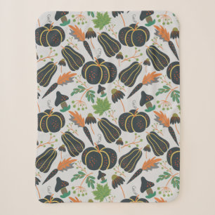 Cobertor Sherpa Pumpkin - padrão sem costura cenoura preto e branc