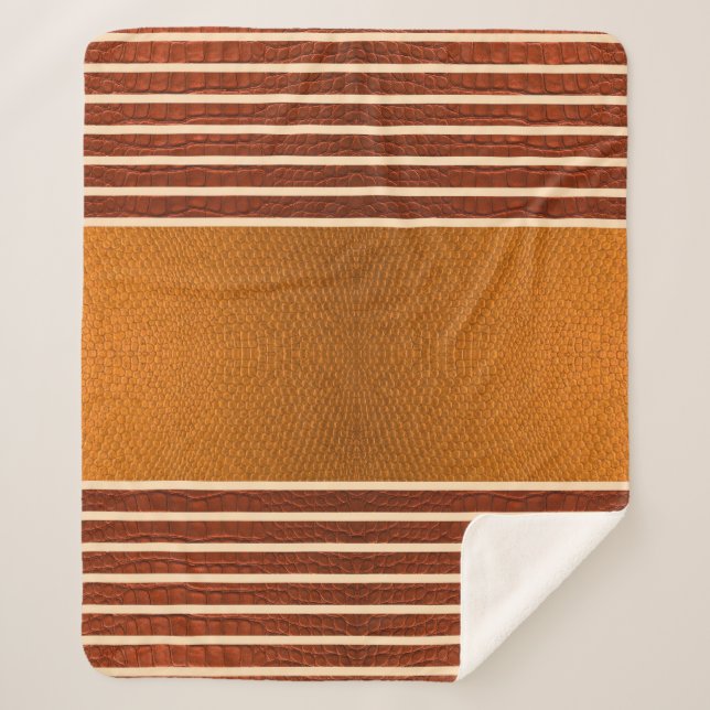 Cobertor Sherpa Pumpkin & Rust Exotic Faux Snake Leather Line Art (Frente)