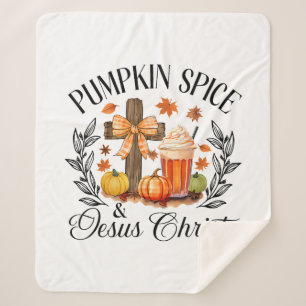 Cobertor Sherpa Pumpkin Spice E Jesus Cristo Cruzando Pumpkin Chri