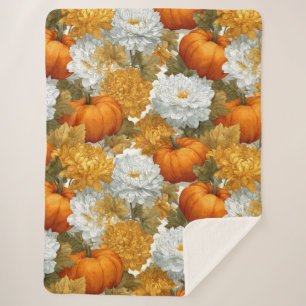 Cobertor Sherpa Pumpkins e Chrysanthemum Caiam Design