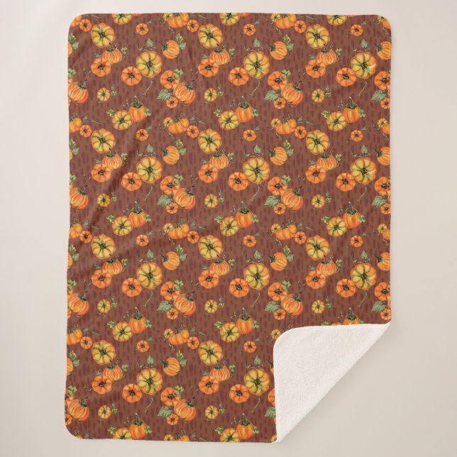 Cobertor Sherpa Pumpkins Laranja/Ferrugem (Frente)
