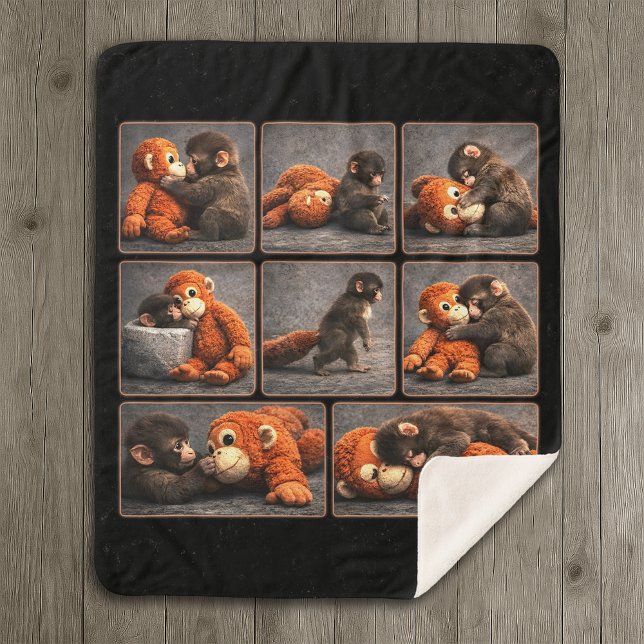 Cobertor Sherpa Punho de Macaco Bebê (Criador carregado)