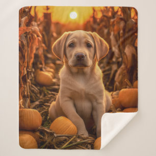 Cobertor Sherpa Pup de Laboratório Amarelo de outono