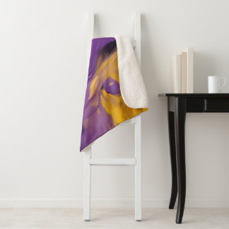 Cobertor Sherpa Purple and Gold Abstract