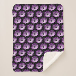 Cobertor Sherpa Purple Daisy Flower Sherpa Blanket