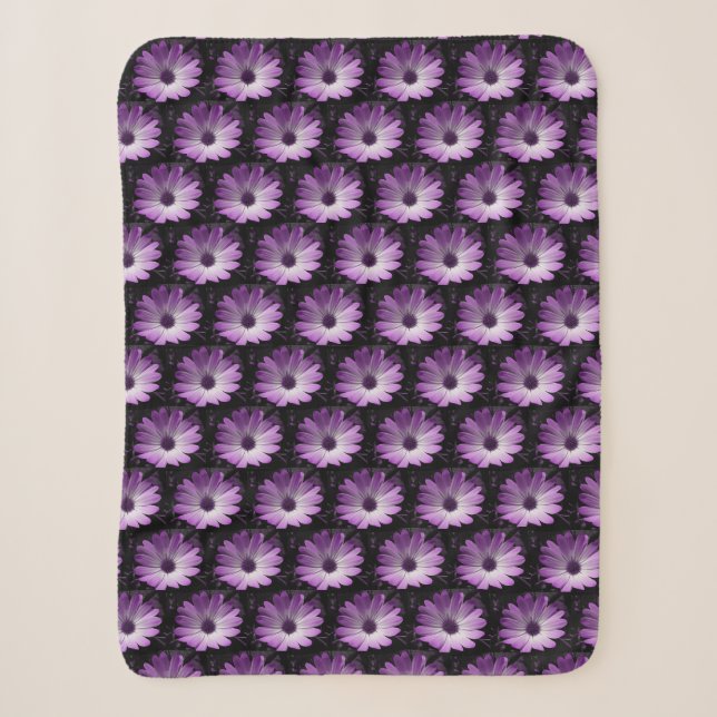 Cobertor Sherpa Purple Daisy Flower Sherpa Blanket (Frente)