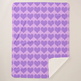 Cobertor Sherpa Purple Hearts Seamless Pattern
