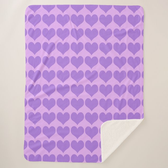 Cobertor Sherpa Purple Hearts Seamless Pattern (Frente)