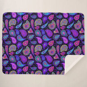 Cobertor Sherpa Purple Paisley perfeitamente Bonito