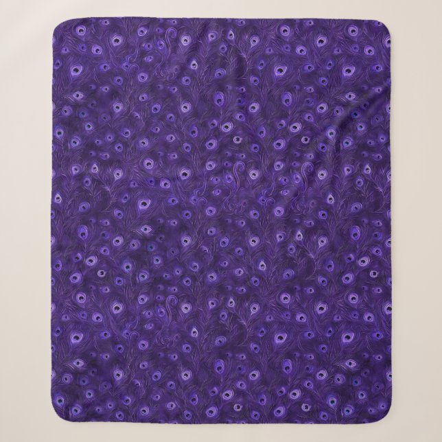 Cobertor Sherpa Purple Peacock Feather Sherpa Blanket (Frente)