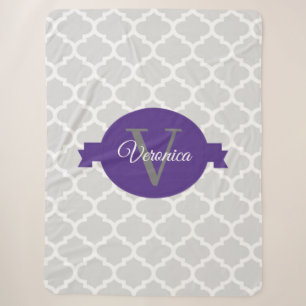 Cobertor Sherpa Purple Quatrefoil Personalizado Sherpa Blanket