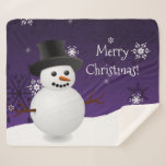 Cobertor Sherpa Purple Snowman Winter Christmas Sherpa Blanket<br><div class="desc">Mantenha-se aquecido nas noites de férias frias, com este peculiar Snowman Winter Scenery Natal Sherpa Blanket. Sherpa Blanket design apresenta um feliz boneco de neve em uma cena de neve contra um fundo roxo adornado com flocos de neve de cor correspondente. Itens adicionais de presentes e feriados disponíveis com este...</div>
