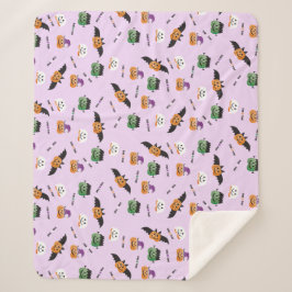 Cobertor Sherpa Púrpura De Pumpkin De Trick Ou De Tratamento De Ha