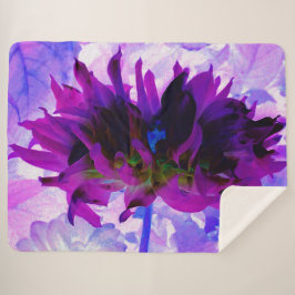 Cobertor Sherpa Púrpura e preto Cactus Dahlia